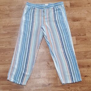 Casual Blue and Pink Striped Pants